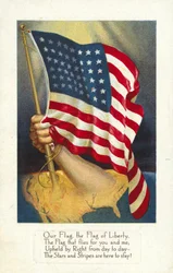 American flag emerging from America